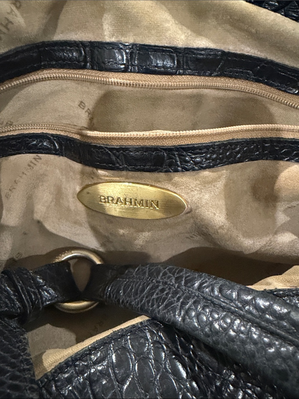 Brahmin Black Croc-Embossed Shoulder Tote - Picture 2 of 11